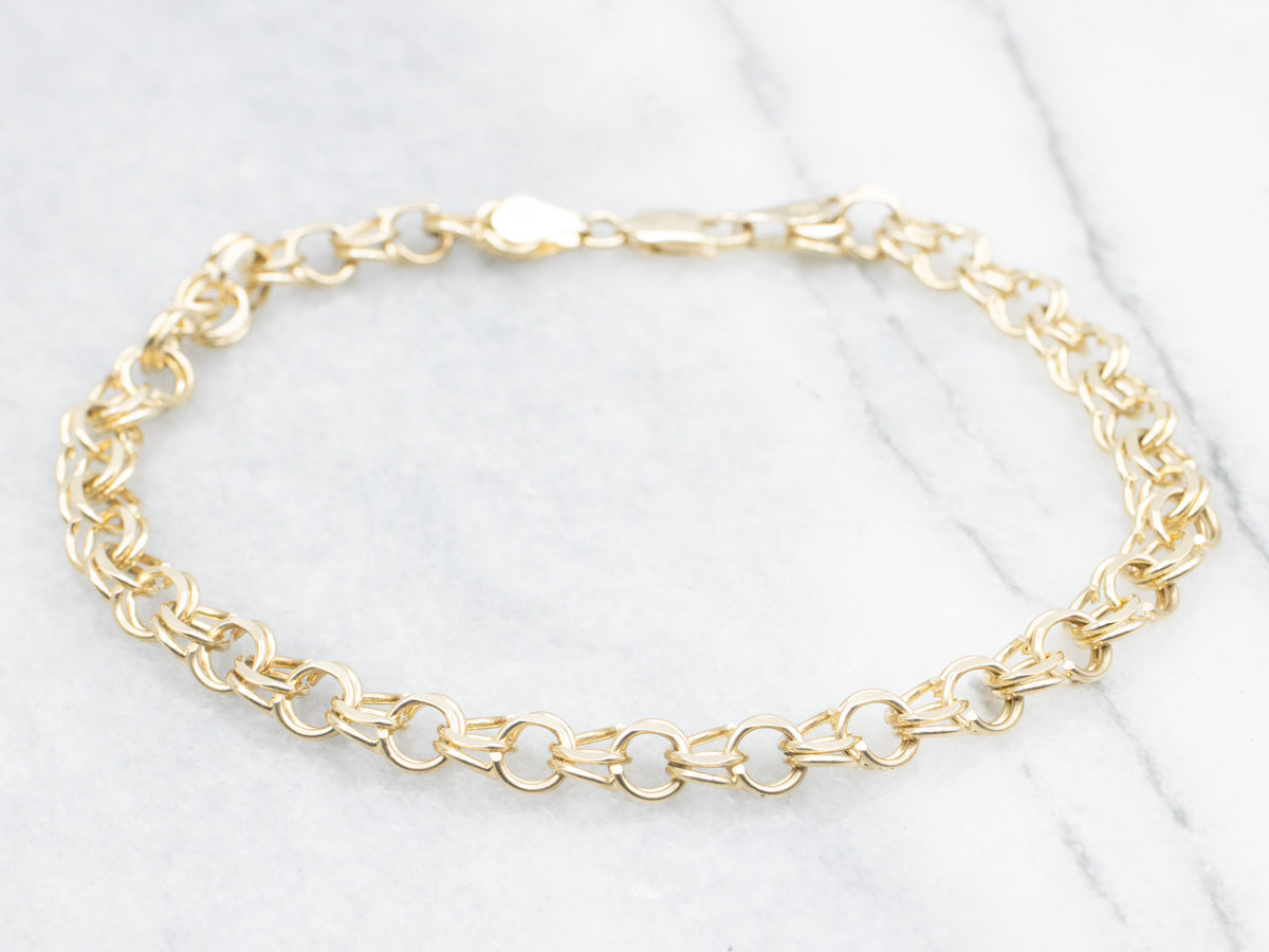 Double Rolo Link Charm Bracelet