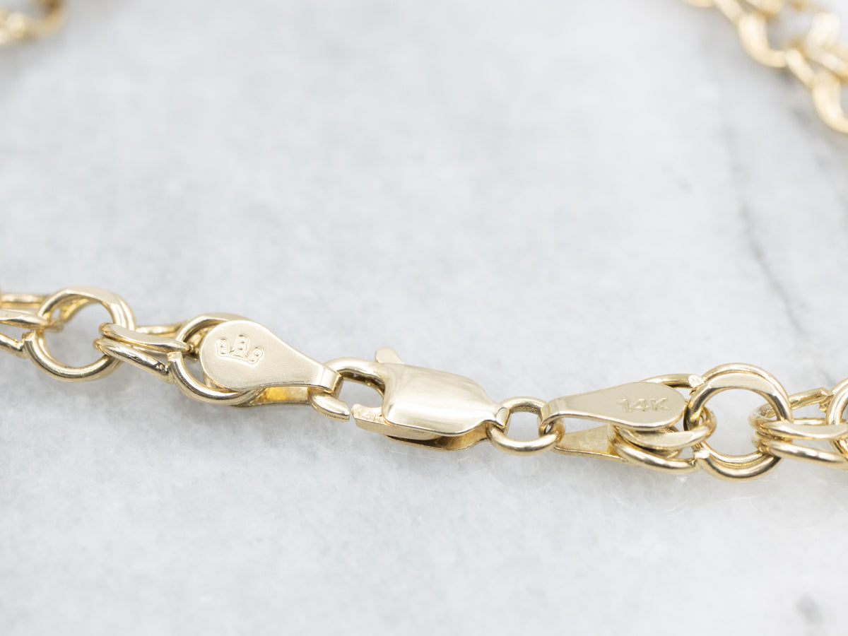 Double Rolo Link Charm Bracelet