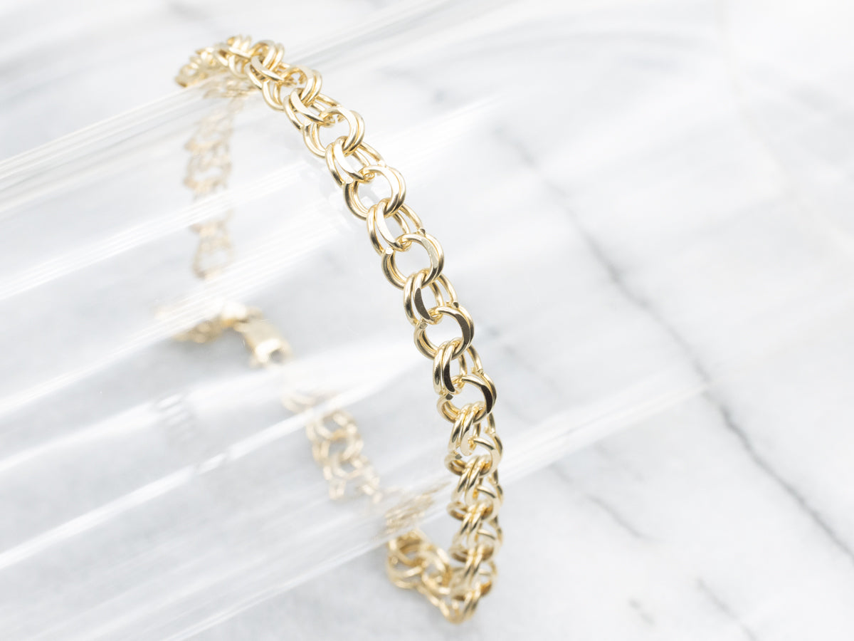 Double Rolo Link Charm Bracelet