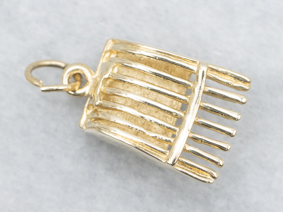 Yellow Gold Cranberry Scoop Rake Charm