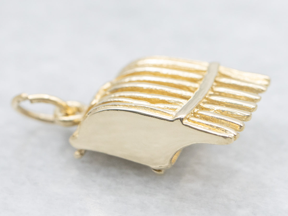 Yellow Gold Cranberry Scoop Rake Charm