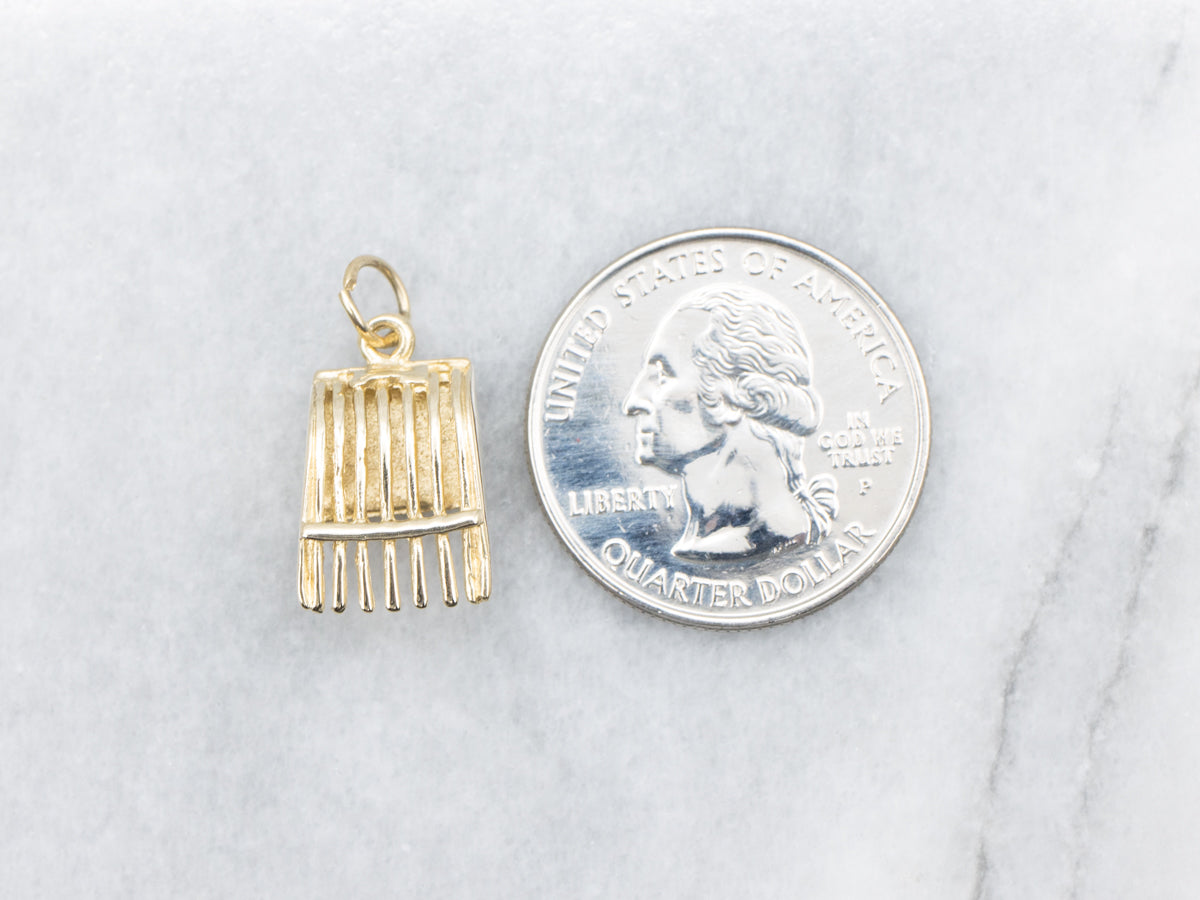 Yellow Gold Cranberry Scoop Rake Charm