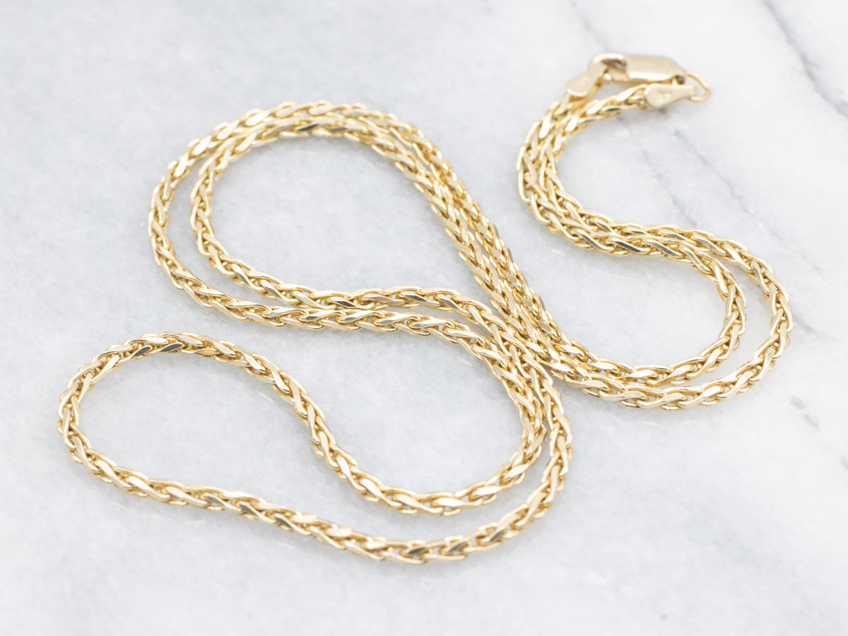 20-Inch Yellow Gold Wheat Chain