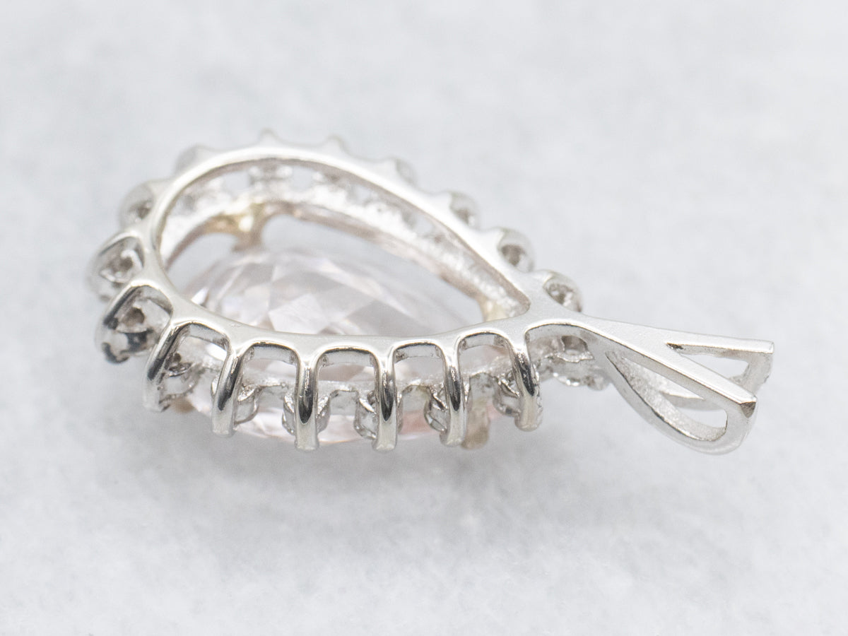 Teardrop Morganite Diamond Halo Pendant