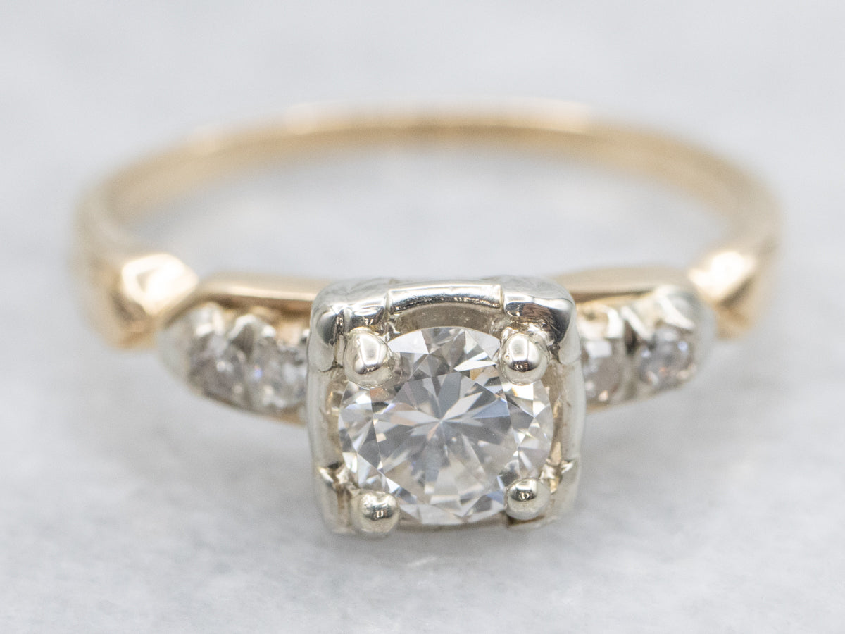 Retro Era Diamond Engagement Ring