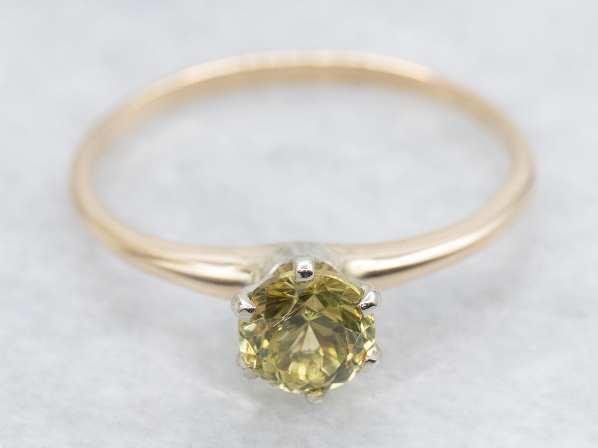 Mali Garnet Two Tone Gold Solitaire Ring