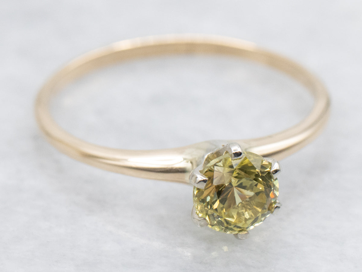 Mali Garnet Two Tone Gold Solitaire Ring