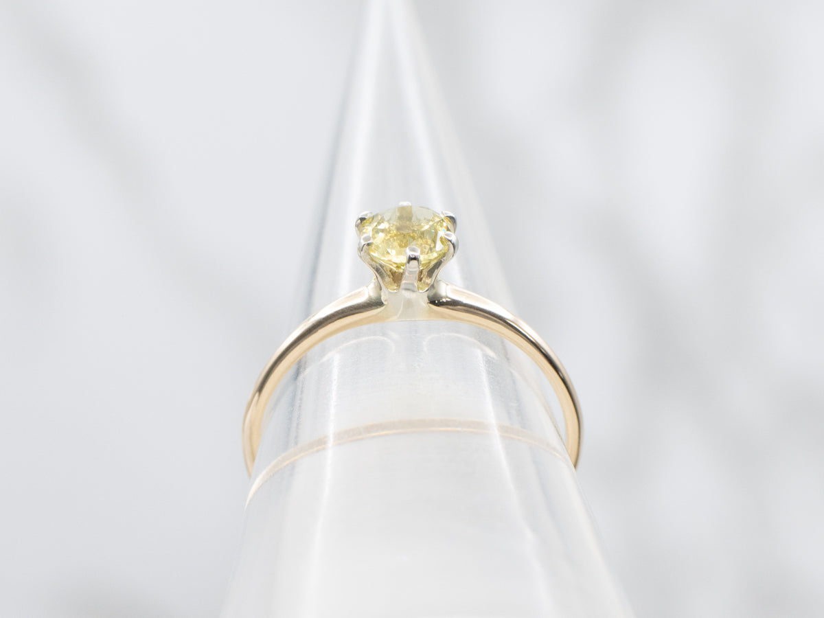 Mali Garnet Two Tone Gold Solitaire Ring