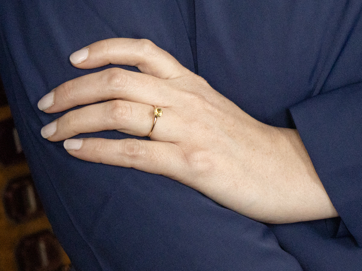 Mali Garnet Two Tone Gold Solitaire Ring