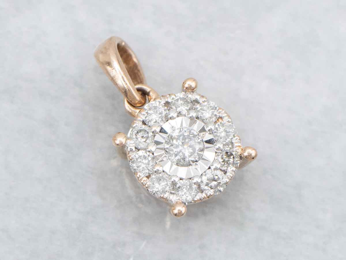 Rose Gold and Diamond Cluster Pendant