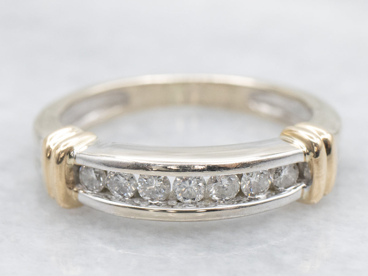 Two Tone Channel Set Diamond Band