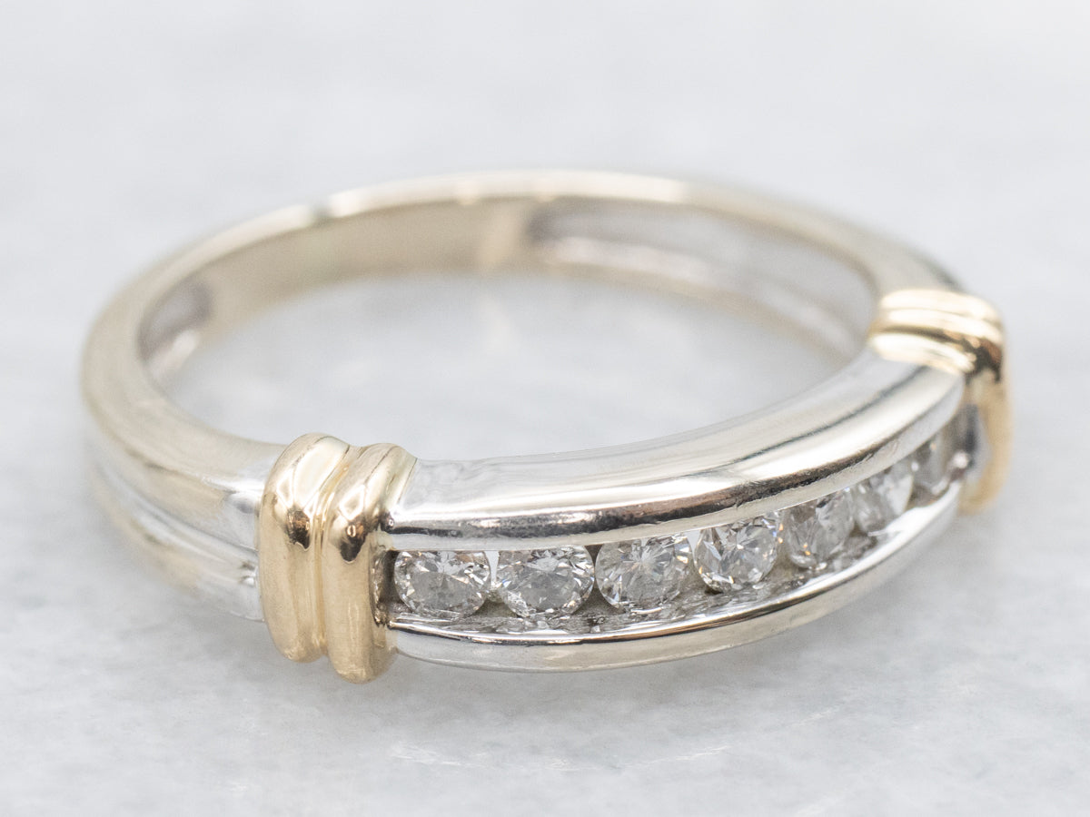 Two Tone Channel Set Diamond Band