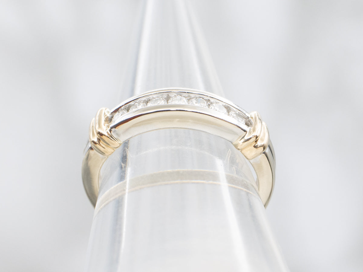 Two Tone Channel Set Diamond Band