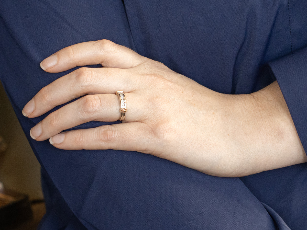 Two Tone Channel Set Diamond Band