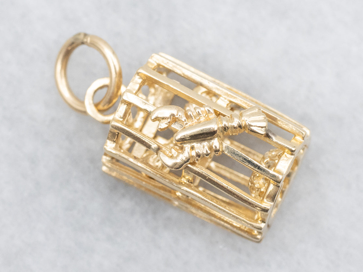Polished Gold Lobster Trap Charm