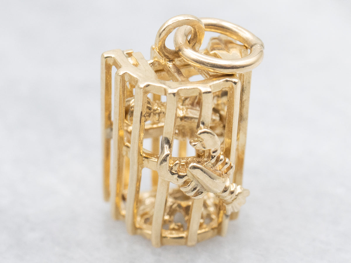 Polished Gold Lobster Trap Charm