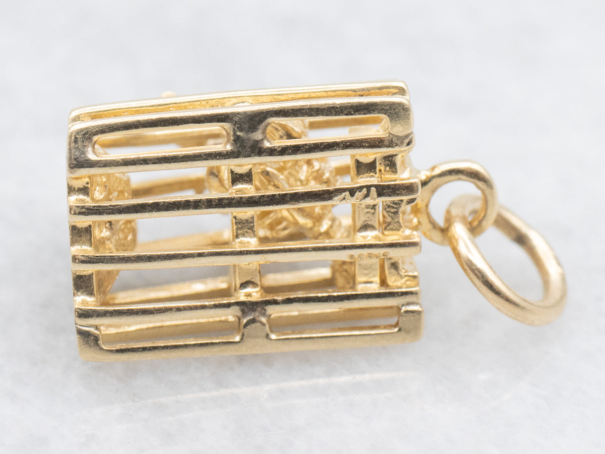 Polished Gold Lobster Trap Charm