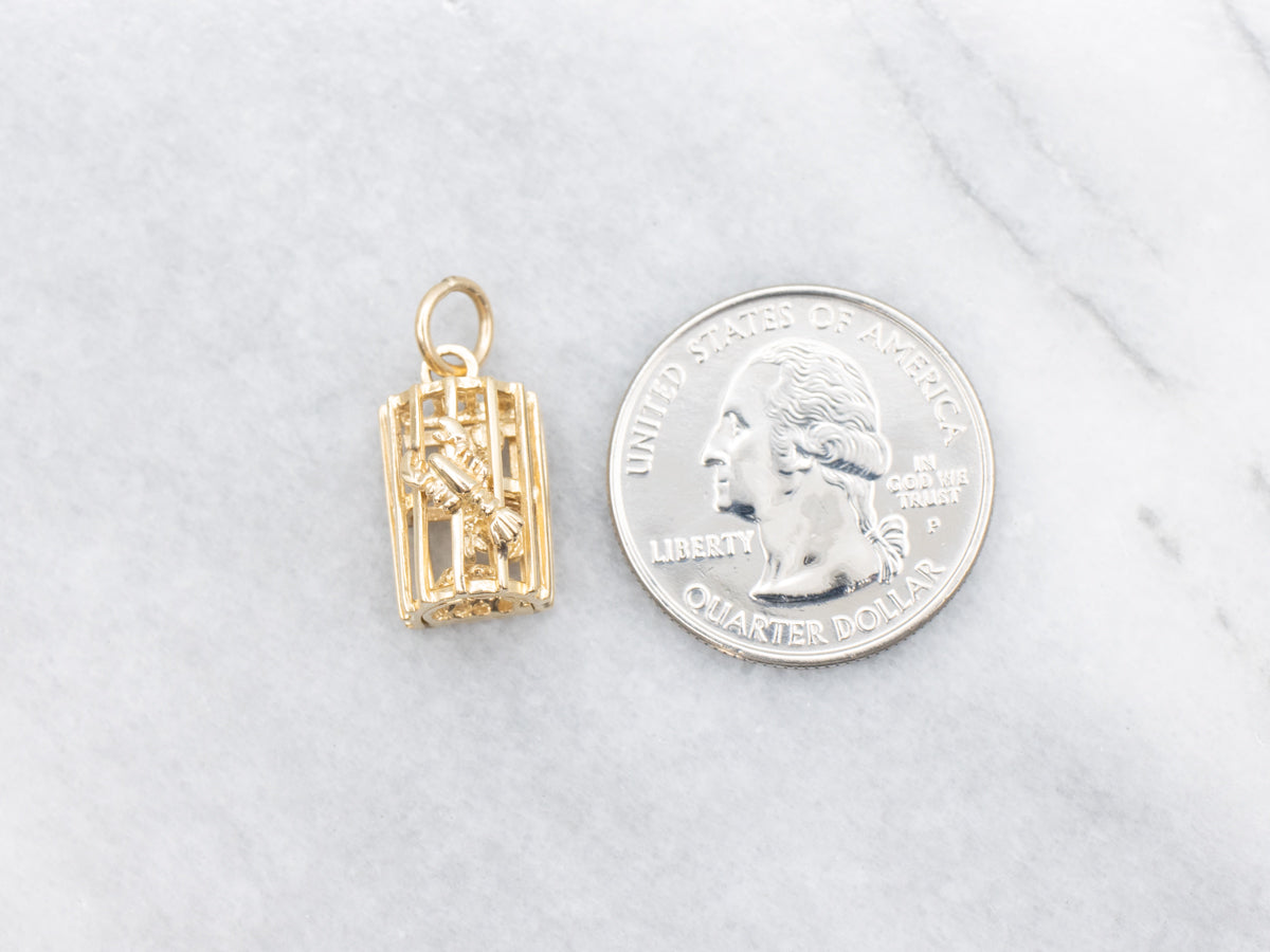 Polished Gold Lobster Trap Charm