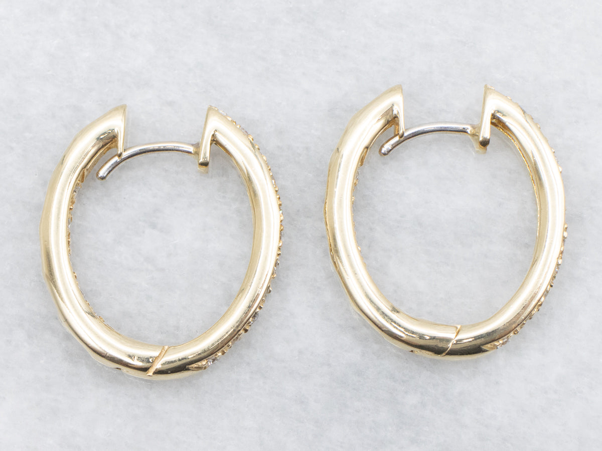 Diamond Encrusted Oval Hoop Earrings