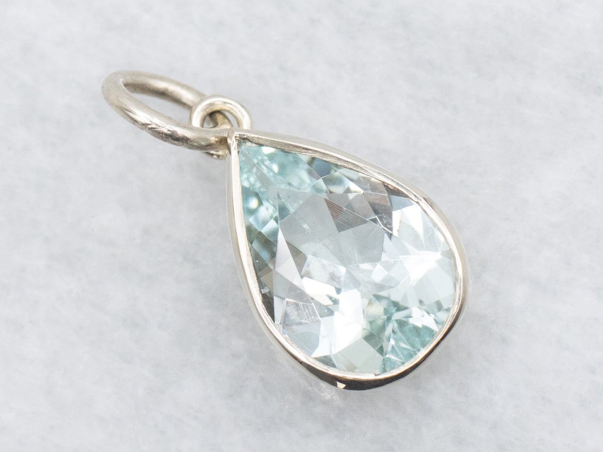 Teardrop Aquamarine Solitaire Pendant