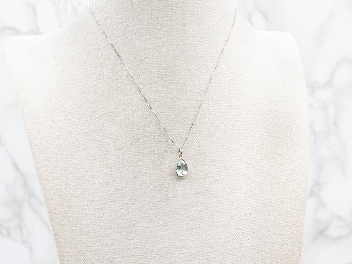 Teardrop Aquamarine Solitaire Pendant
