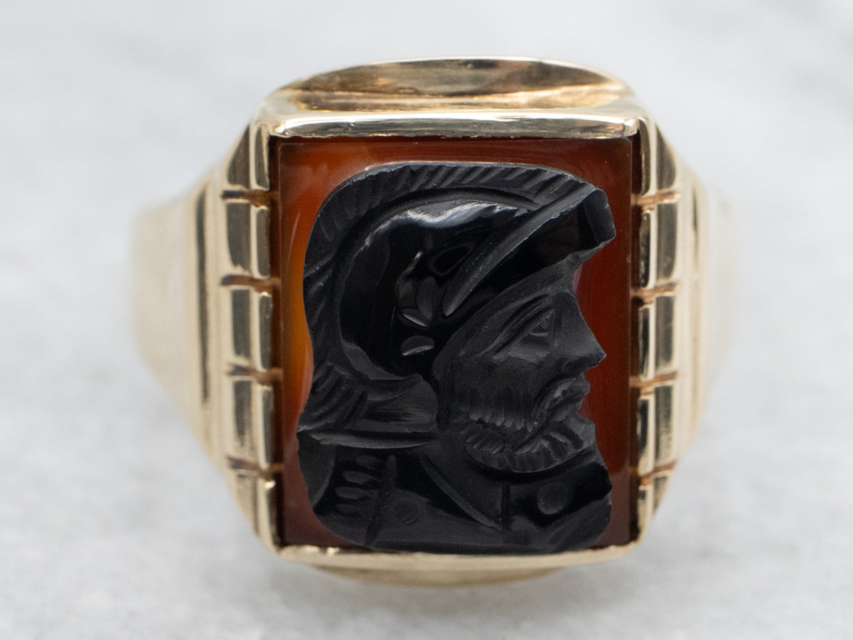 Vintage Men&#39;s Sardonyx Cameo Ring