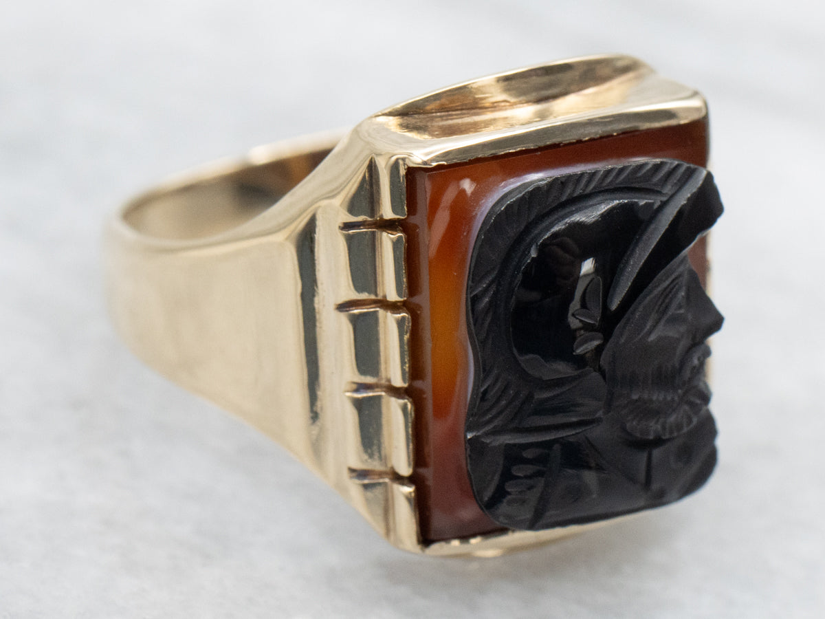 Vintage Men's Sardonyx Cameo Ring