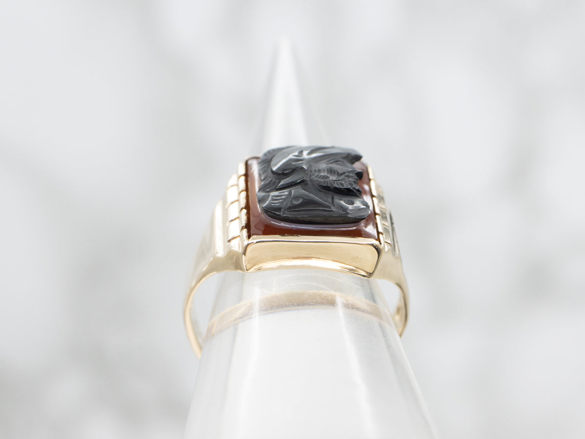 Vintage Men's Sardonyx Cameo Ring