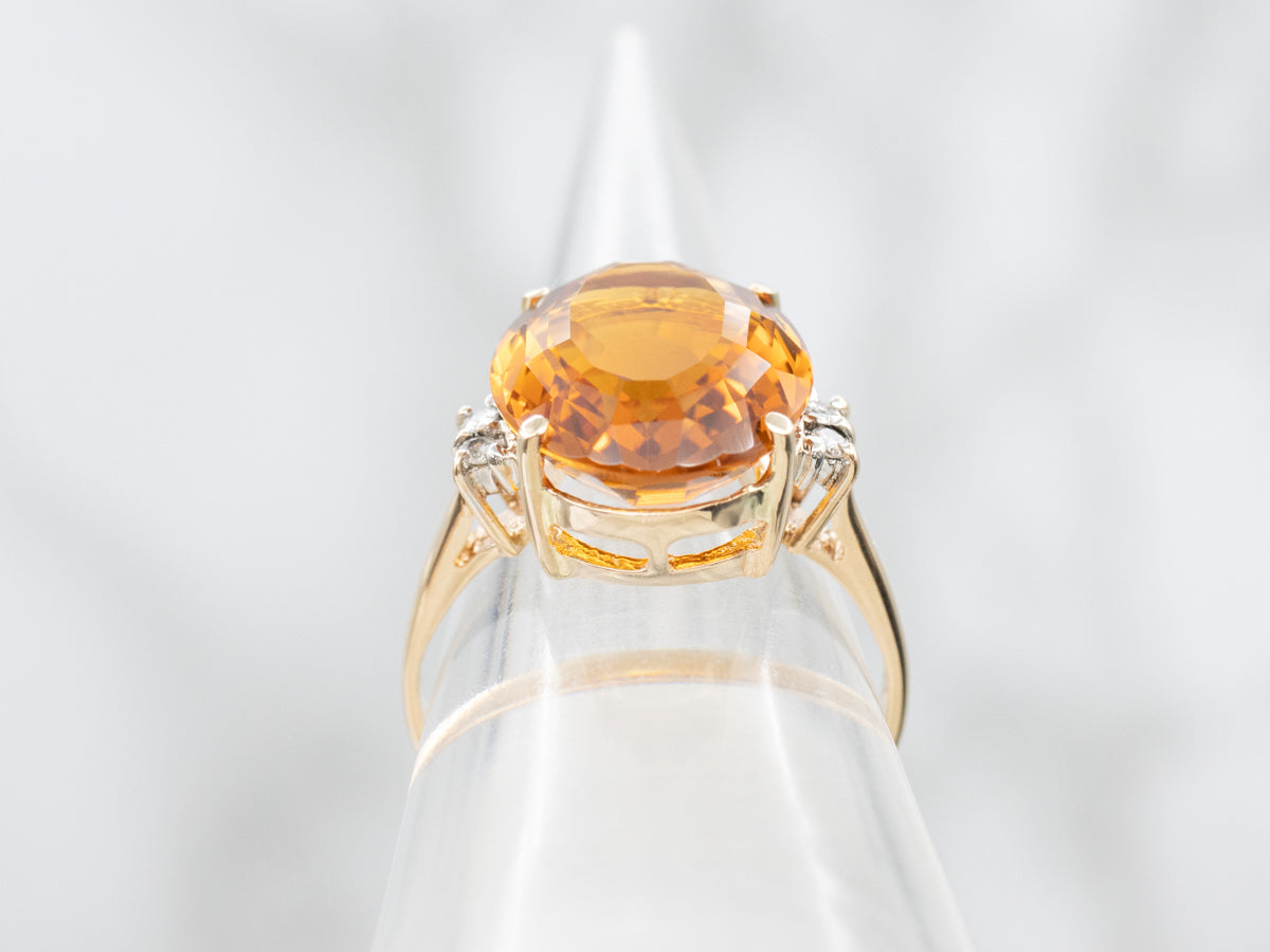 Citrine and Diamond Ring in Yellow Gold