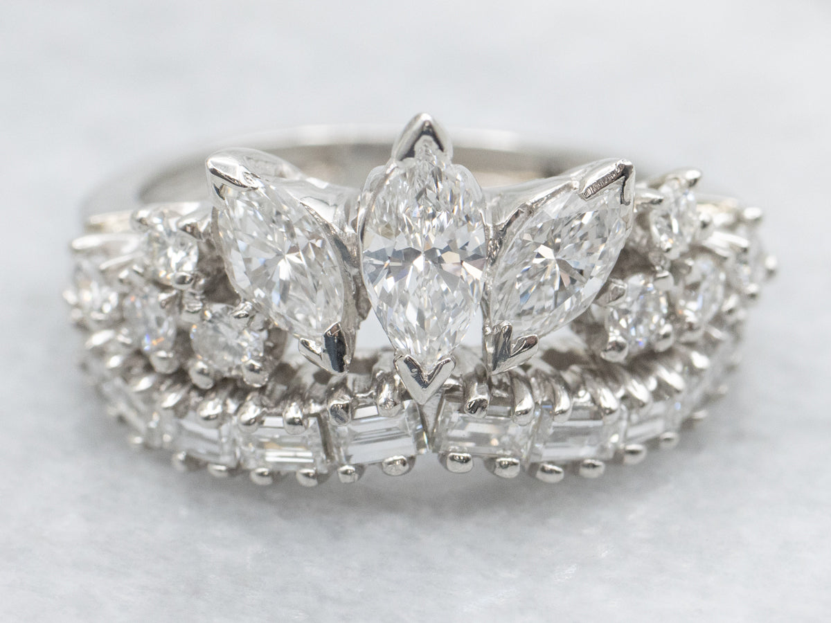 Platinum Mixed Cut Diamond Cocktail Ring