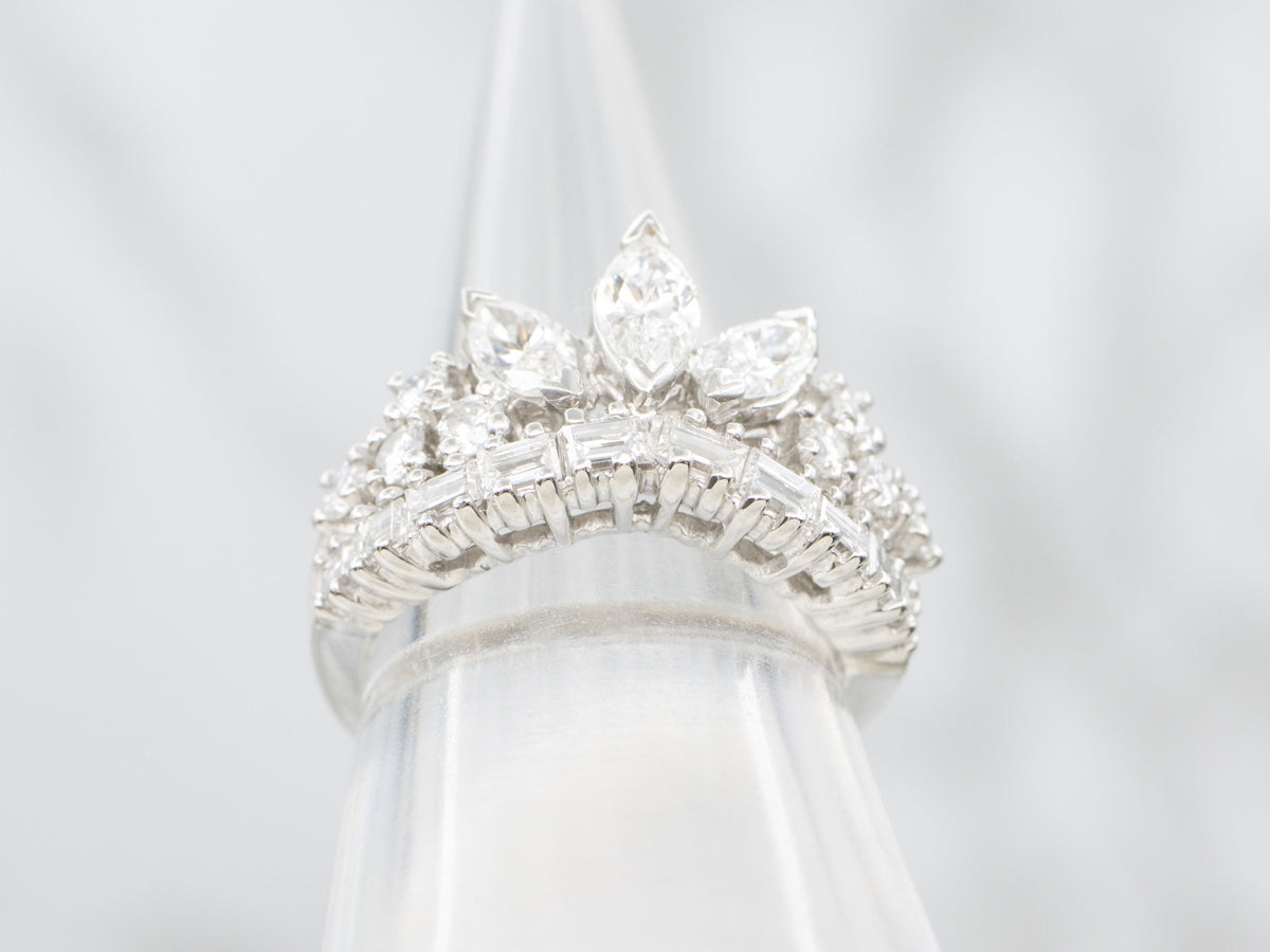 Platinum Mixed Cut Diamond Cocktail Ring