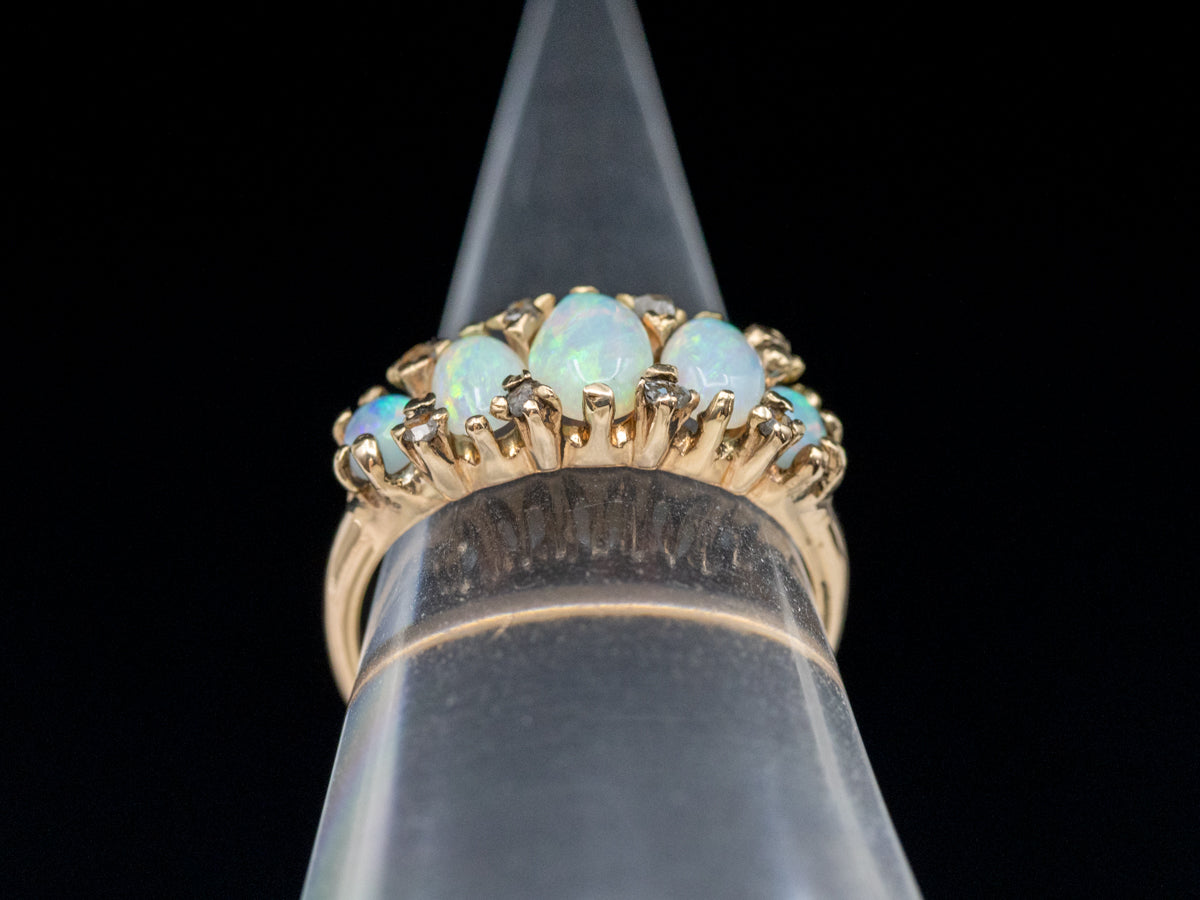 Antique Opal and Rose Cut Diamond Ring