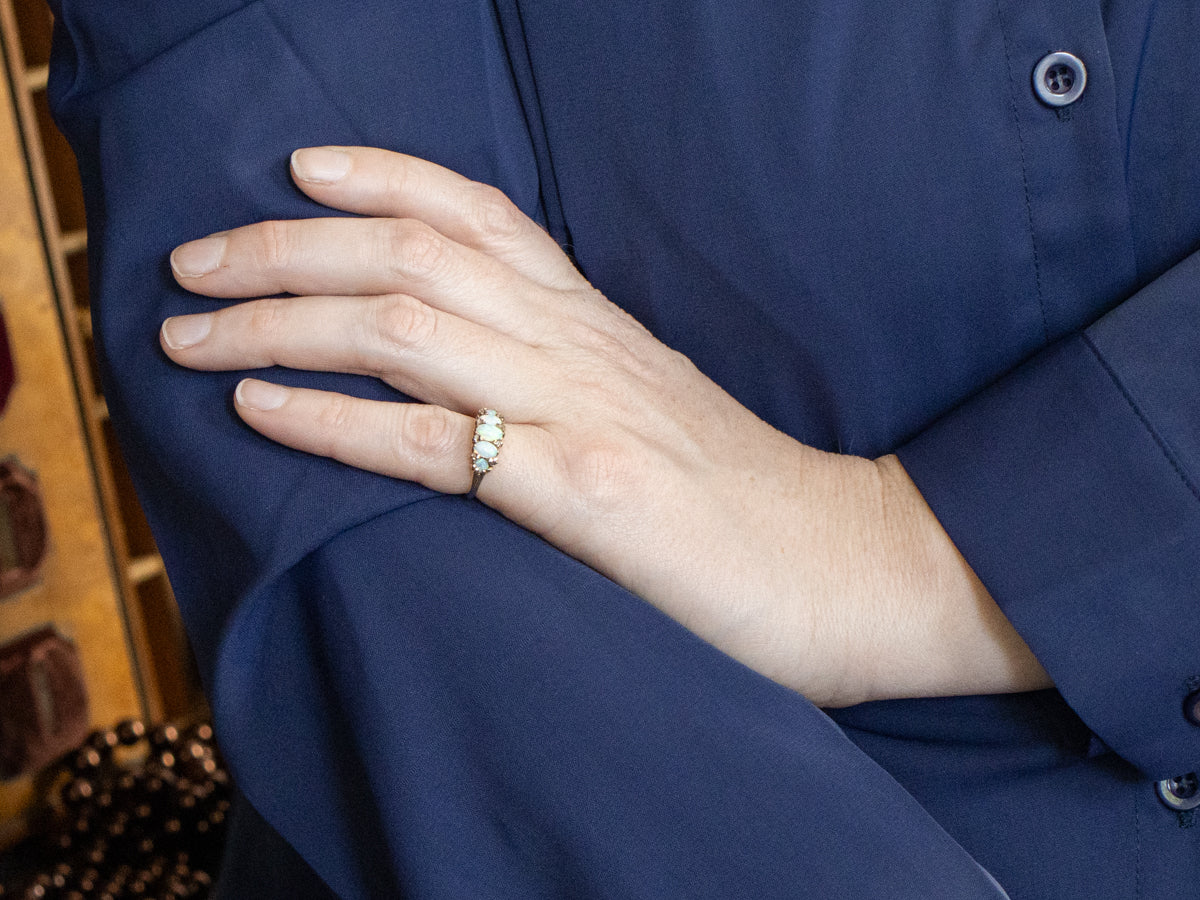 Antique Opal and Rose Cut Diamond Ring