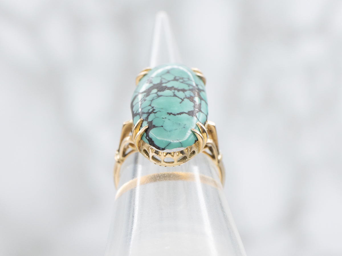 Vintage Gold Oval-Cut Turquoise Ring