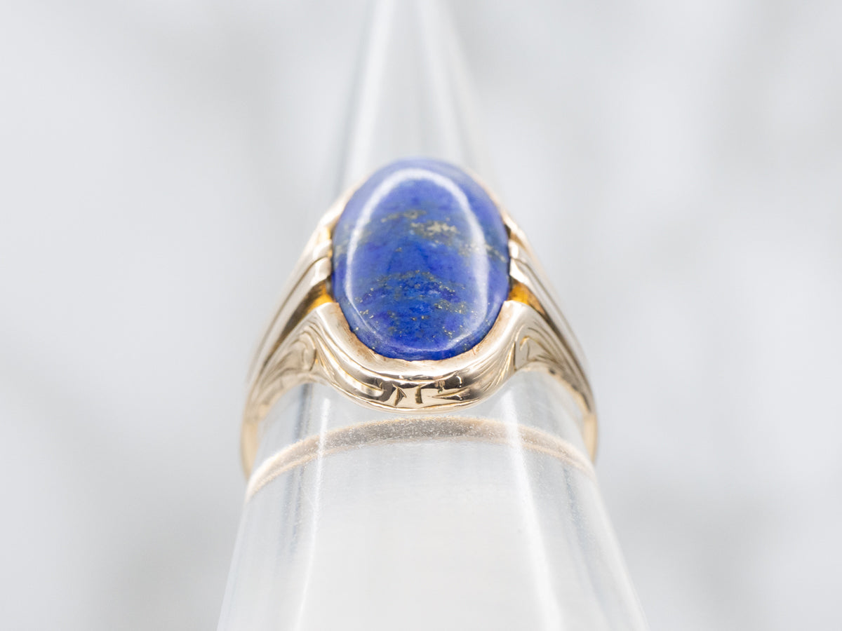Antique Gold Lapis Solitaire Ring