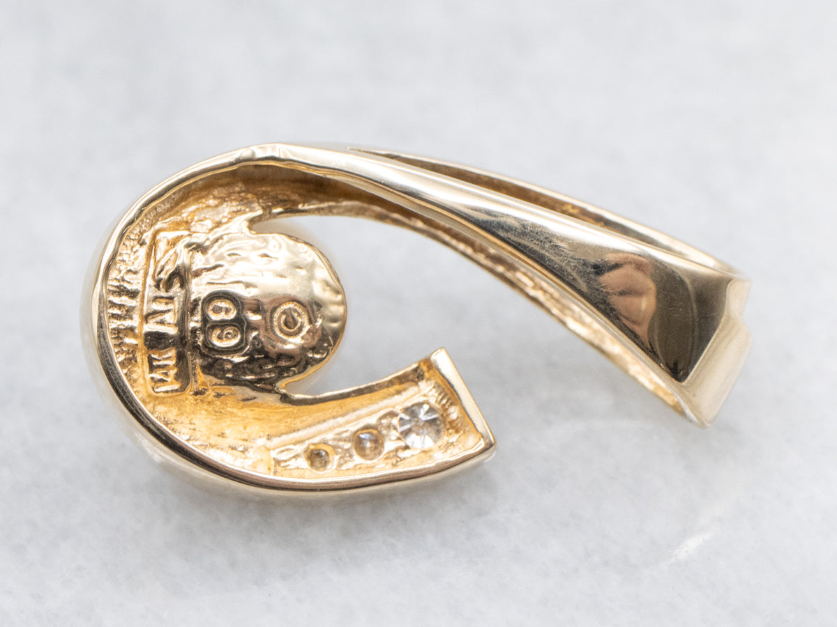 Polished Gold Saltwater Pearl and Diamond Pendant