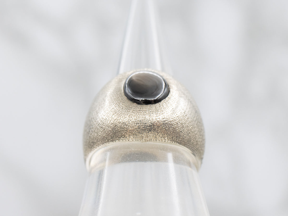 Domed Textured Gold Black Star Sapphire Statement Ring