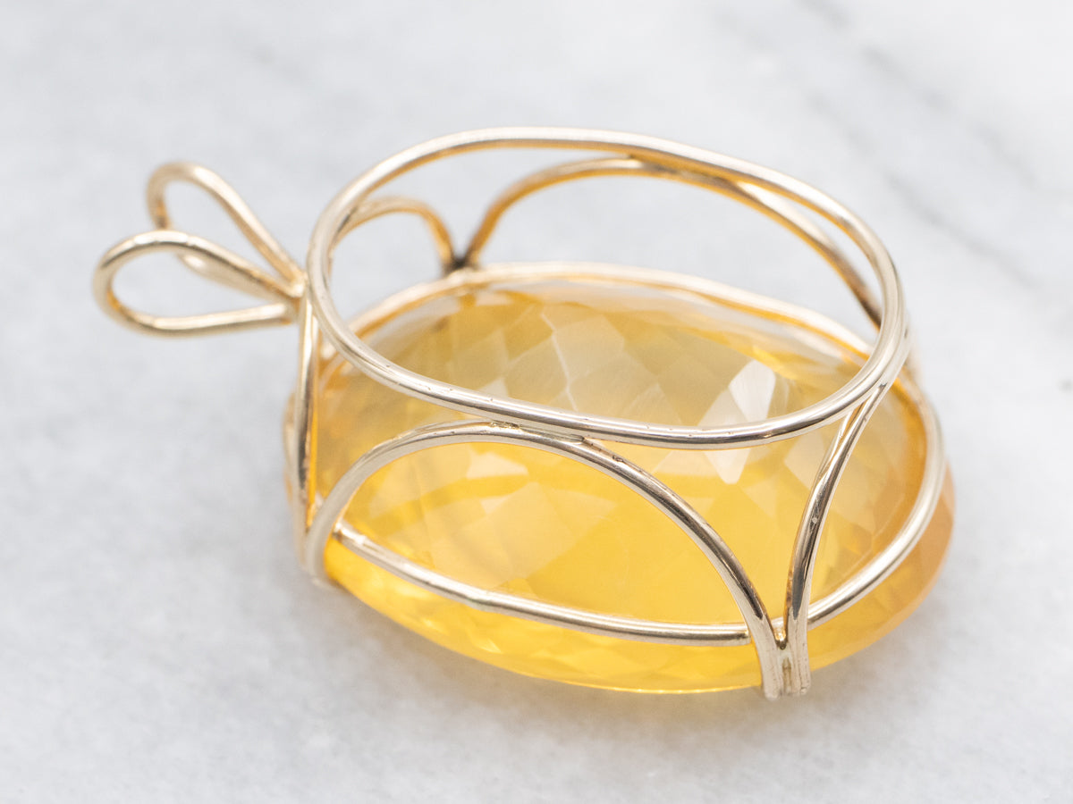 Stunning Fire Opal Gemstone Cocktail Pendant