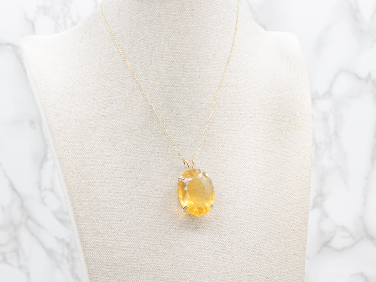 Stunning Fire Opal Gemstone Cocktail Pendant