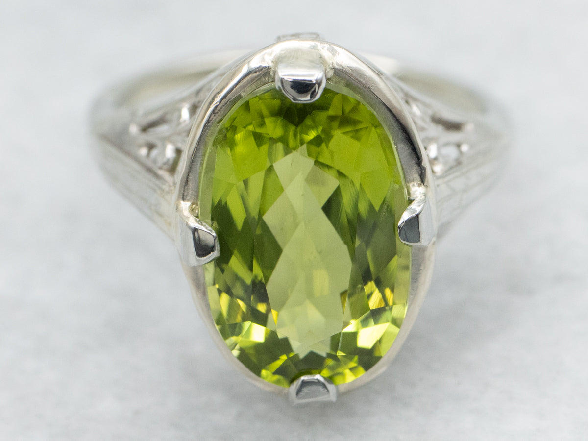 Art Deco Belais Peridot Solitaire Ring