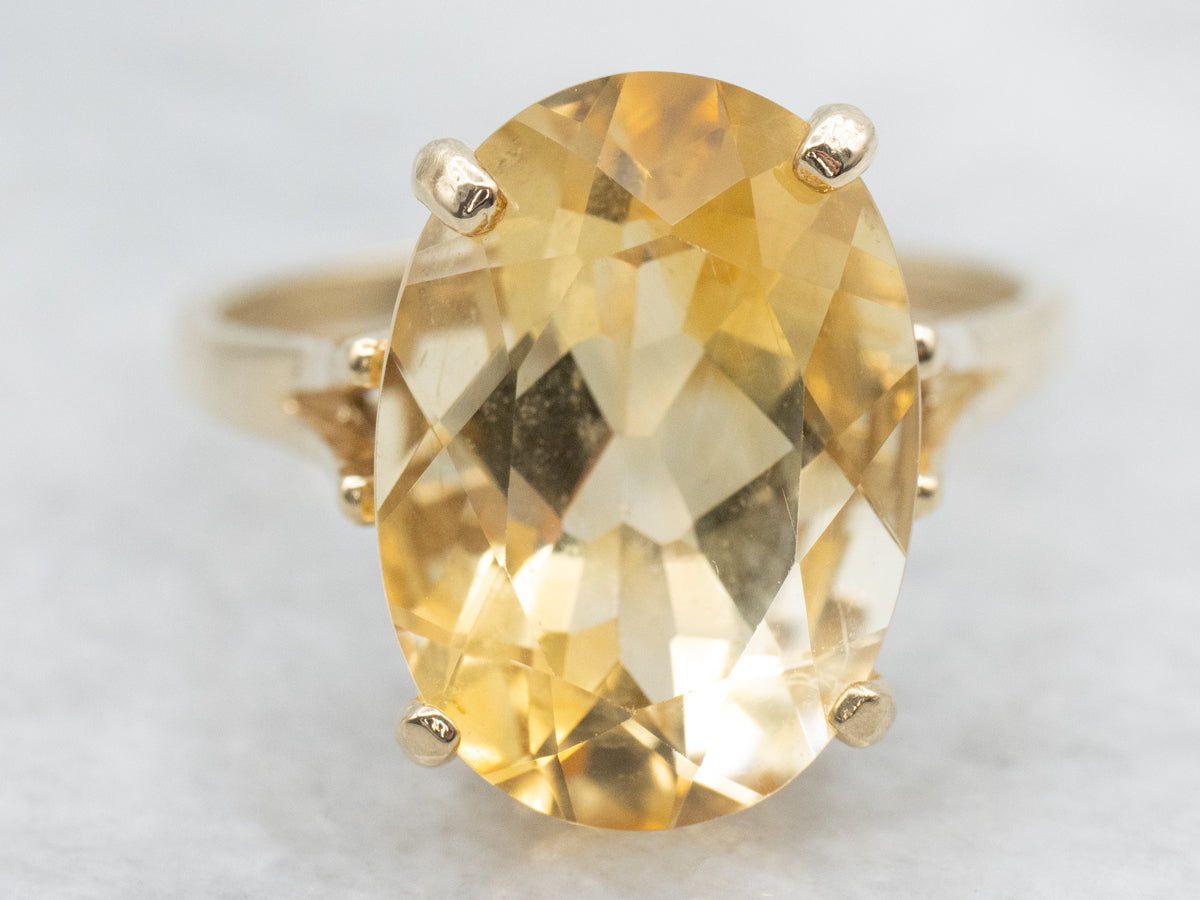 Classic Gold Citrine Solitaire Ring