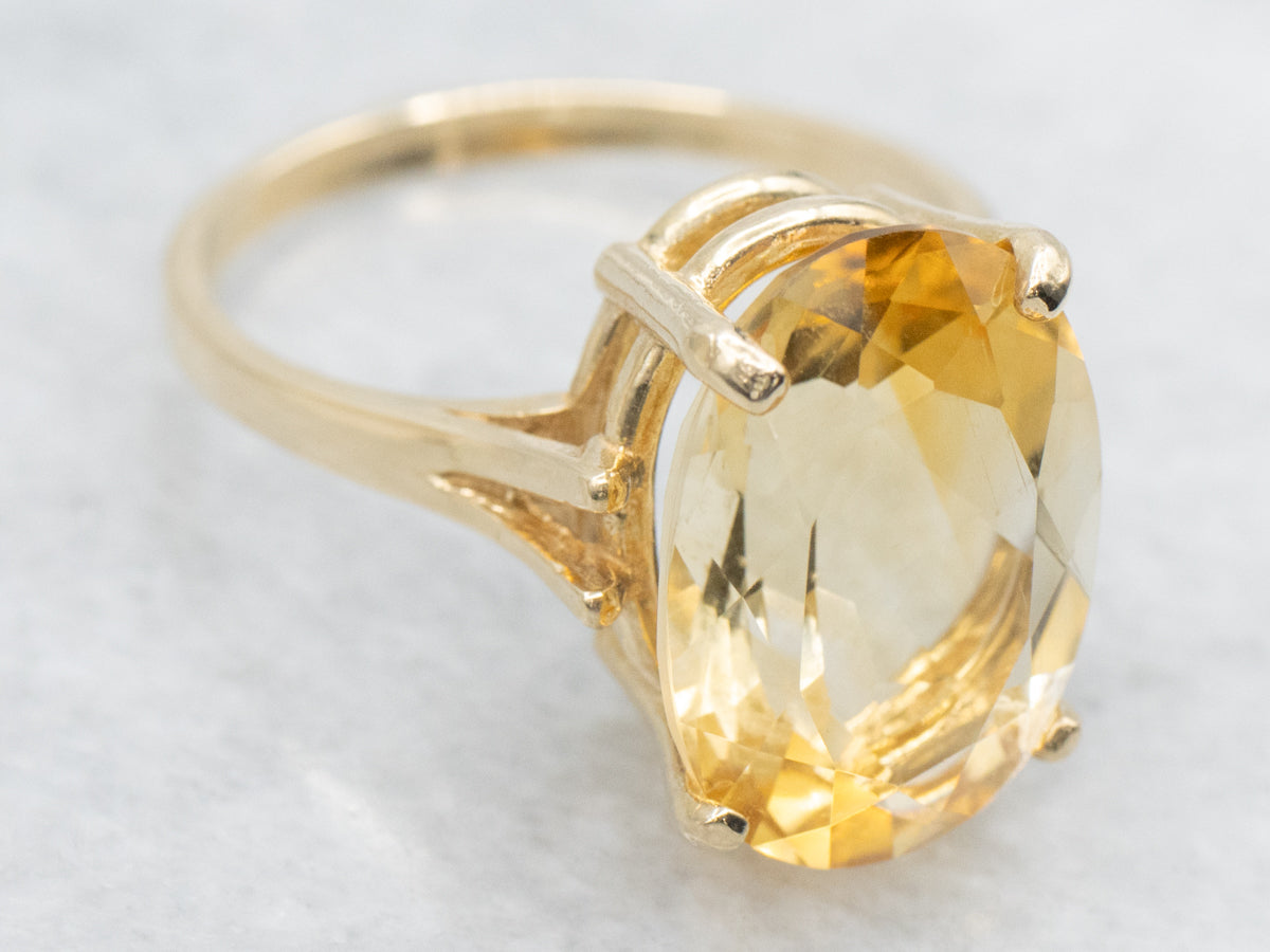 Classic Gold Citrine Solitaire Ring