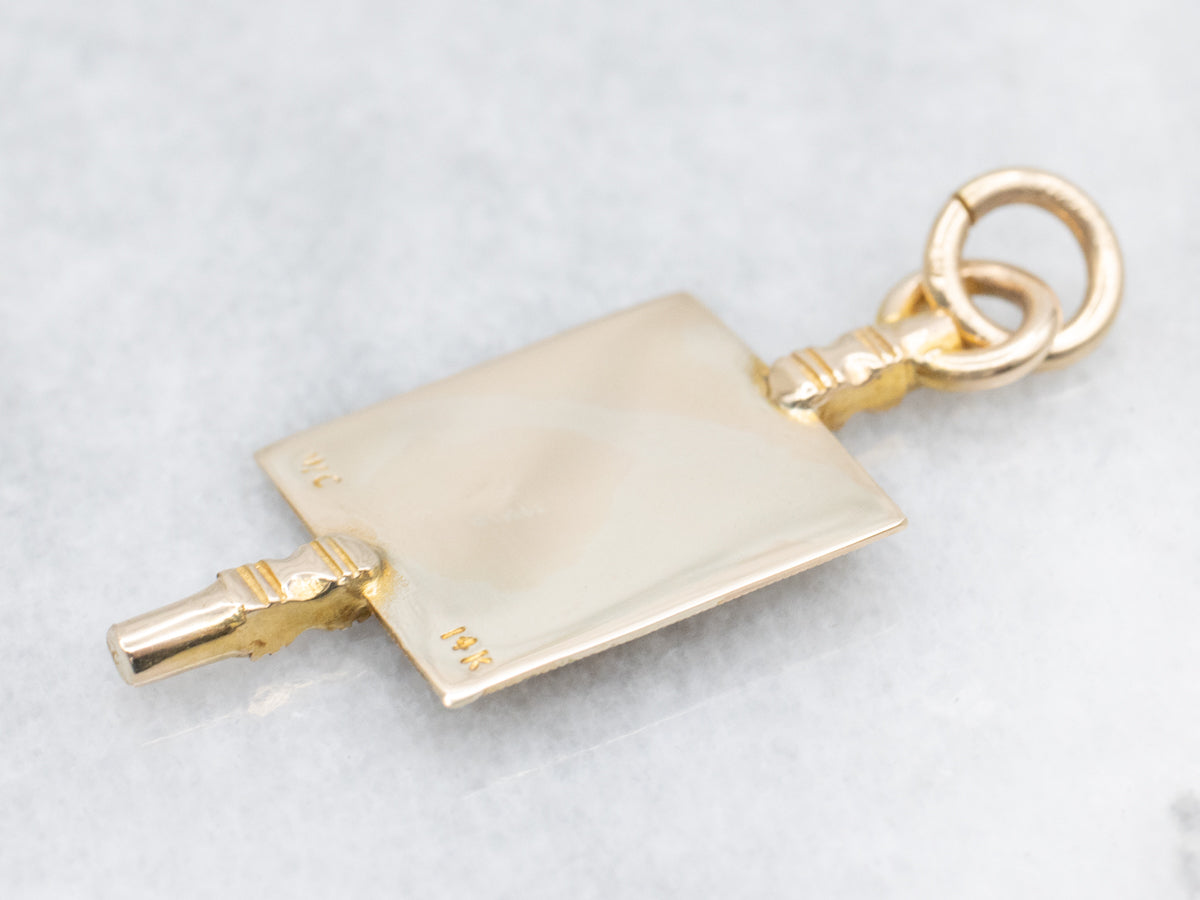 Antique Gold "JHS" Monogram Fraternal Key Pendant