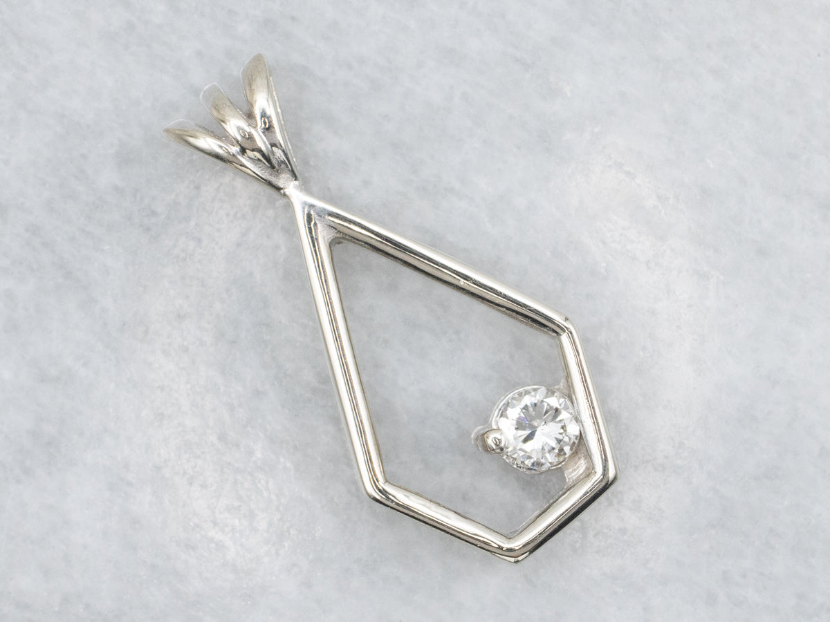 Sleek Geometric Pendant with Diamond Accent