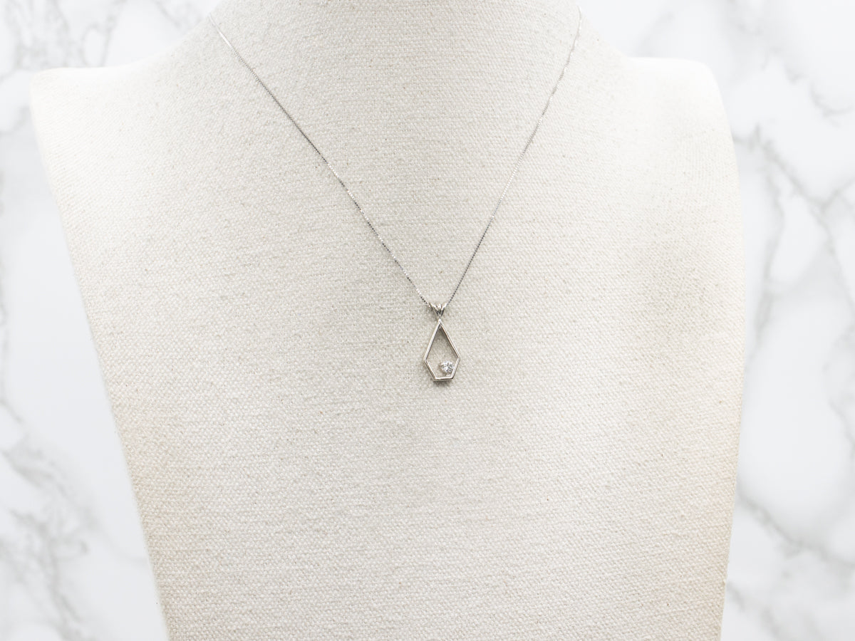 Sleek Geometric Pendant with Diamond Accent