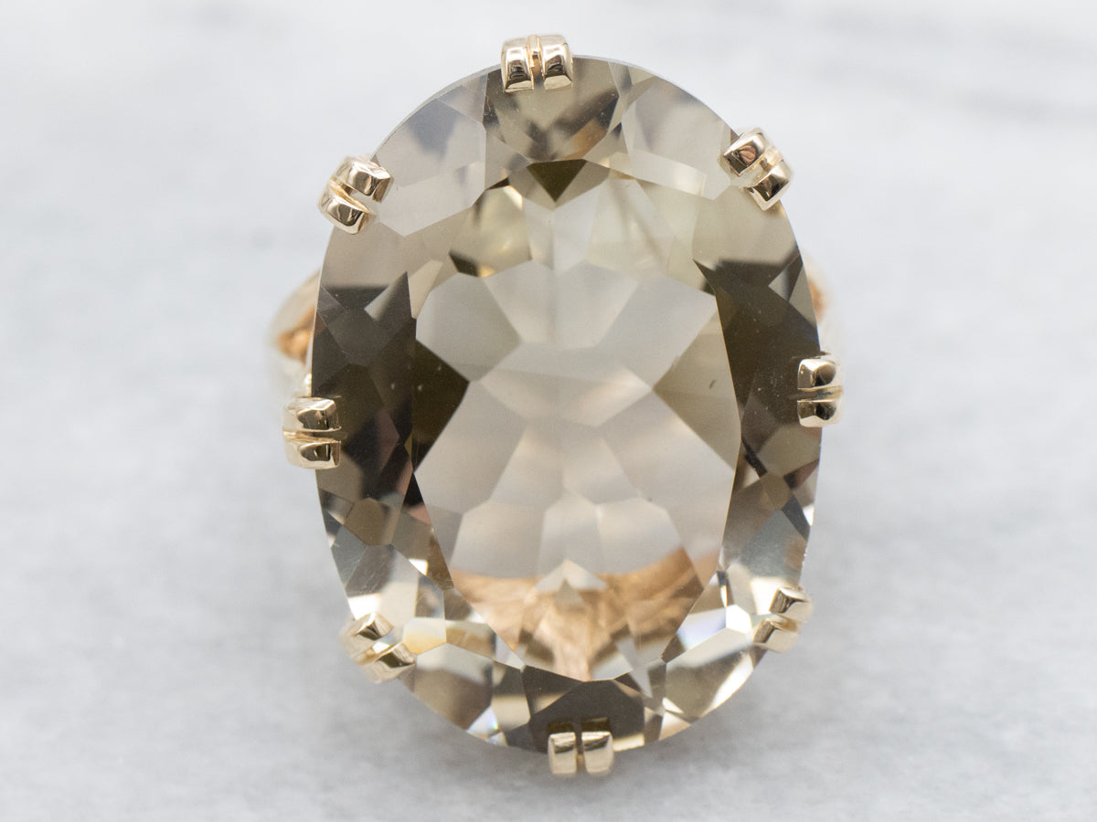 Smoky Quartz Solitaire Cocktail Ring