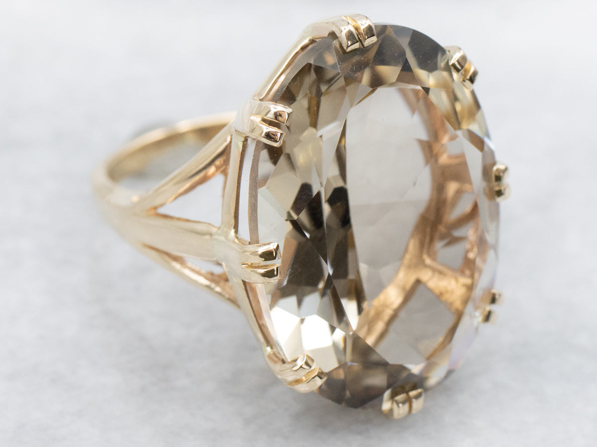 Smoky Quartz Solitaire Cocktail Ring