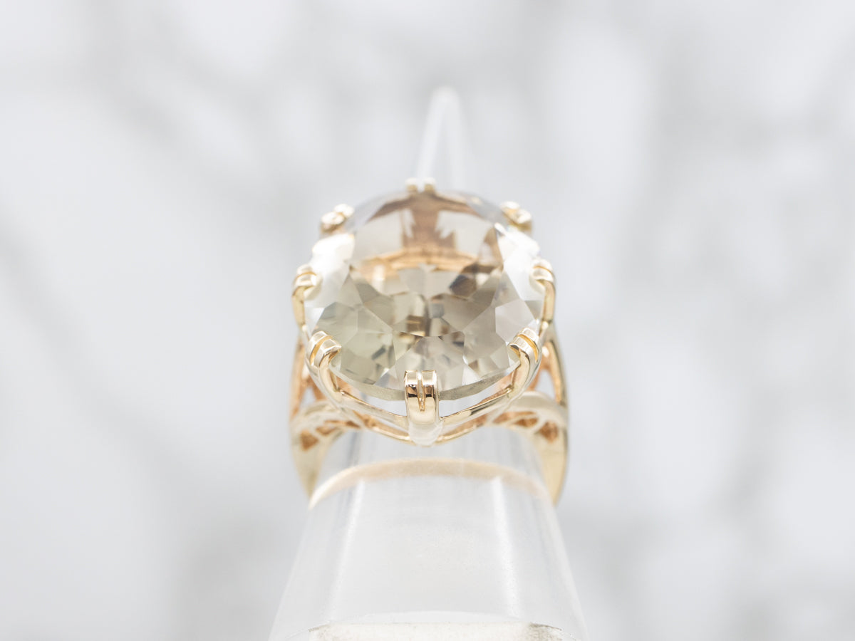 Smoky Quartz Solitaire Cocktail Ring