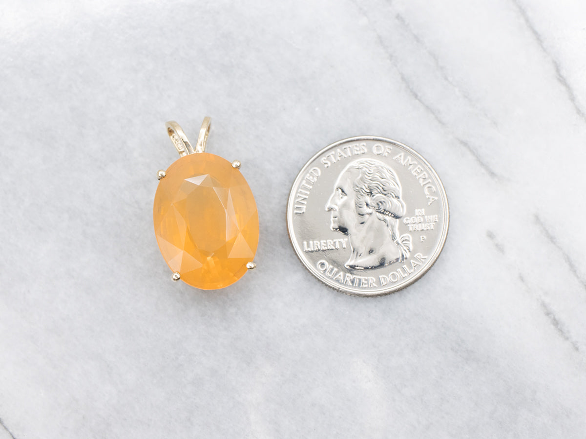 Fire Opal Gold Solitaire Pendant
