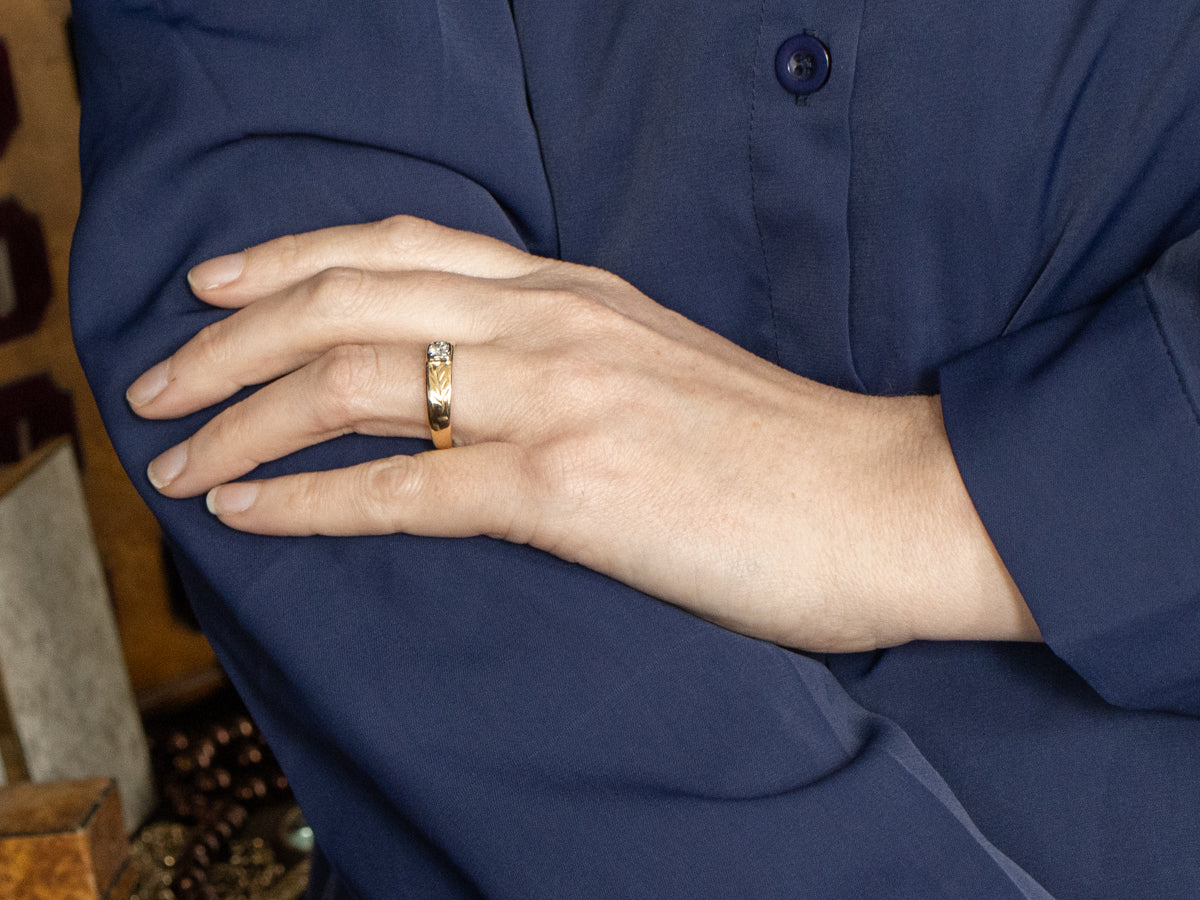 Men's Vintage Two-Tone Gold Diamond Solitaire Engagement Ring